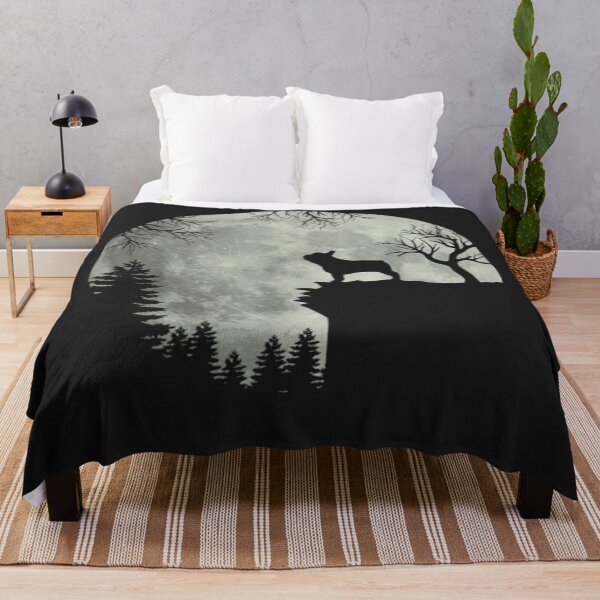 Item preview, French Bulldog moon howl in forest Halloween designed and sold by tichtodhe.