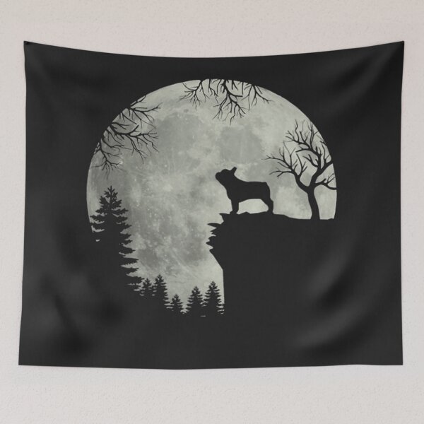 Item preview, French Bulldog moon howl in forest Halloween designed and sold by tichtodhe.
