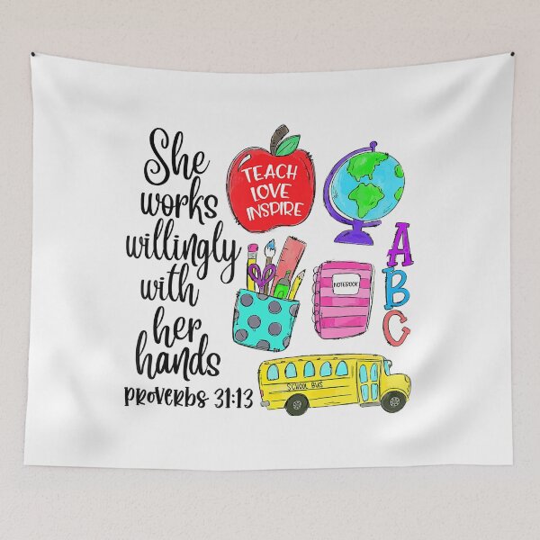 Item preview, She Works Willingly With Her Hands Proud Teacher Job Pride designed and sold by RussellRoss.
