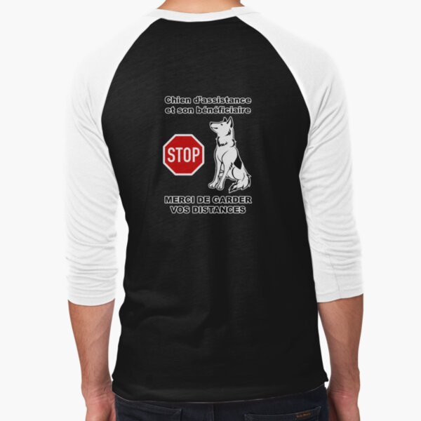 Chien d'assistance - Garder vos distances T-shirt baseball manches ¾