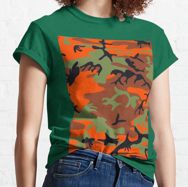Orange Green Camouflage T-Shirts 
