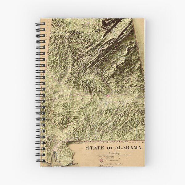 Item preview, 1866 Alabama Relief Map digitally-rendered designed and sold by ThinkAboutMaps.