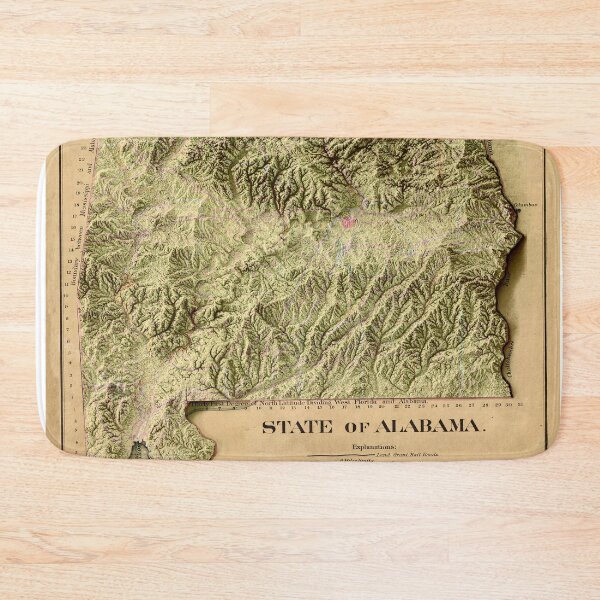 Item preview, 1866 Alabama Relief Map digitally-rendered designed and sold by ThinkAboutMaps.