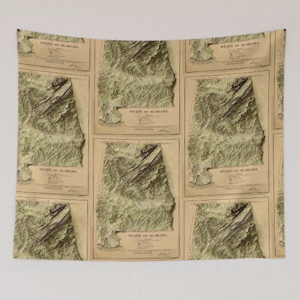Item preview, 1866 Alabama Relief Map digitally-rendered designed and sold by ThinkAboutMaps.