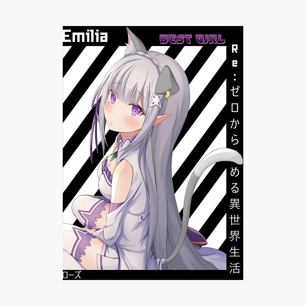 Emilia Neko Puck Ears Re Zero Restarting Life In Another World From Zero Poster By Natrbx Redbubble