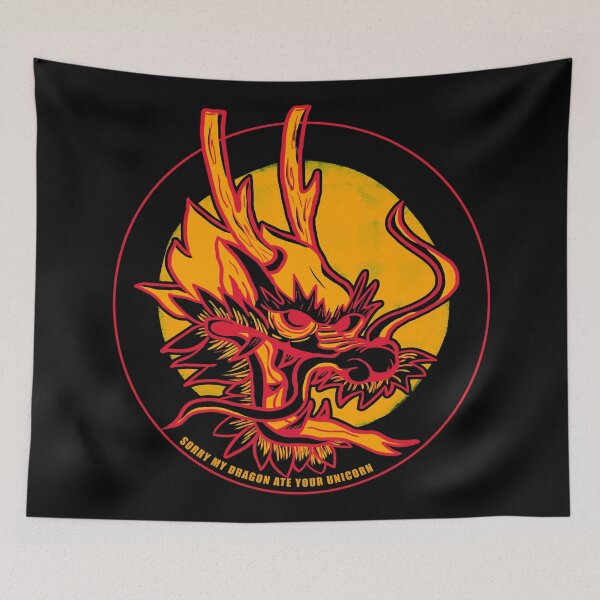 Item preview, Dragons and Unicorns - Unicorns and Dragons Orange designed and sold by Coder-T.