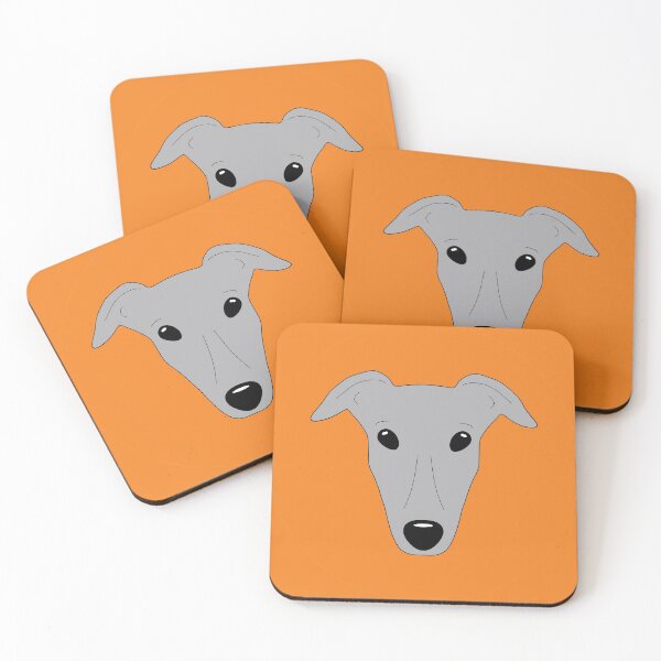 Item preview, Blue greyhound on orange background designed and sold by houndpixnz.