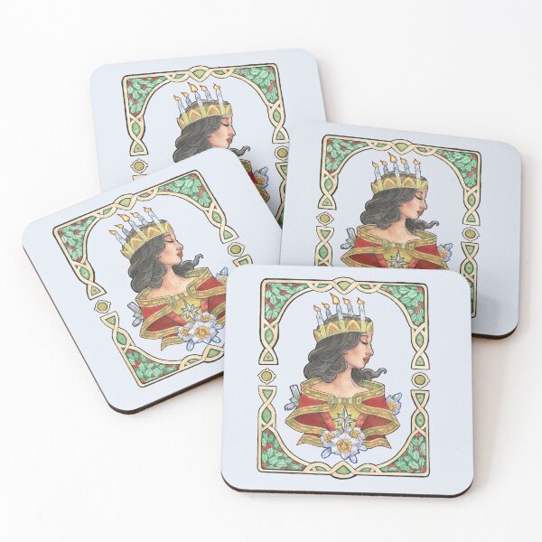 Item preview, Evergreen Lady Goddess Saint Lucy Inspired Art Nouveau Christmas Spirits of Winter Series designed and sold by angelasasser.