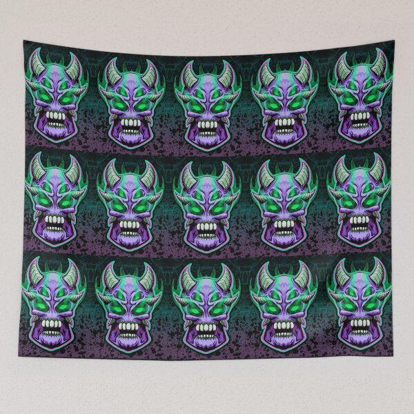 Item preview, EVIL DEMON SKULL MONSTER ALIEN HEAD Purple designed and sold by HeadHeavyDesign.