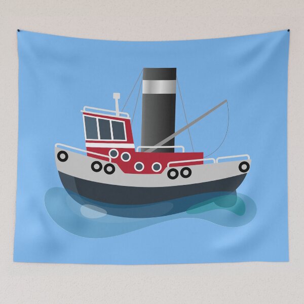 Item preview, Cute fishing trawler boat cartoon illustration designed and sold by FrogFactory.