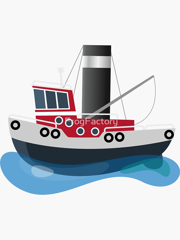 Cute fishing trawler boat cartoon illustration Sticker for Sale by  FrogFactory