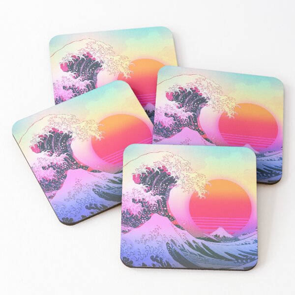 Item preview, Great Wave Off Kanagawa Vaporwave Retro Aesthetic designed and sold by ind3finite.