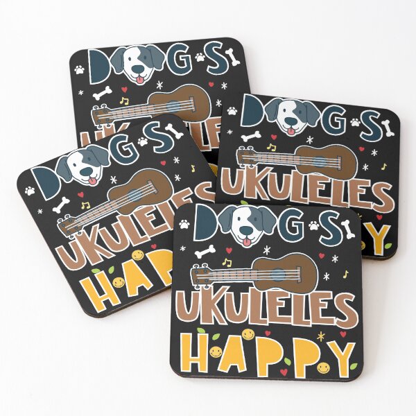 Item preview, Dogs Ukuleles Happy | Dog Loving Ukulele Guitar Player designed and sold by Dancing Dolphin Crafts.