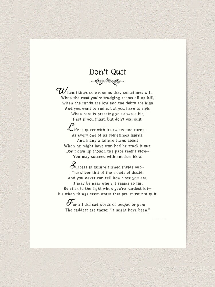 Don T Quit Poem Printable