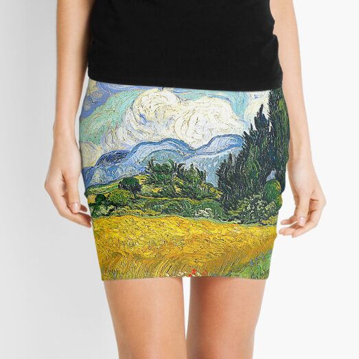Wheat Field with Cypresses - Van Gogh Mini Skirt