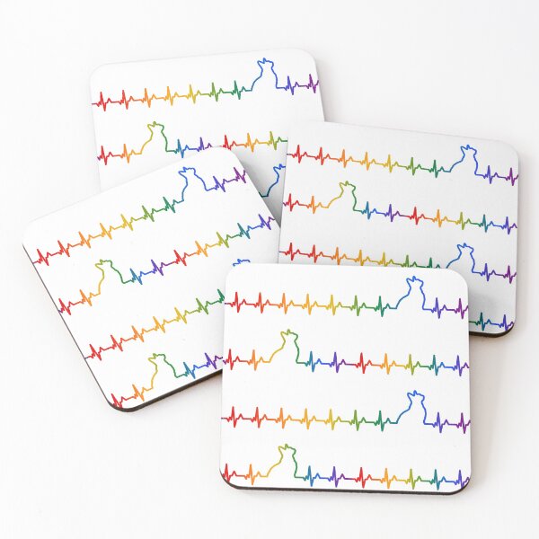 Item preview, Cat Heartbeat Pattern in Rainbow designed and sold by belly-e-luna.