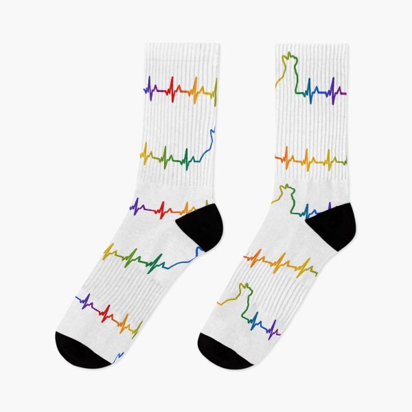 Item preview, Cat Heartbeat Pattern in Rainbow designed and sold by belly-e-luna.