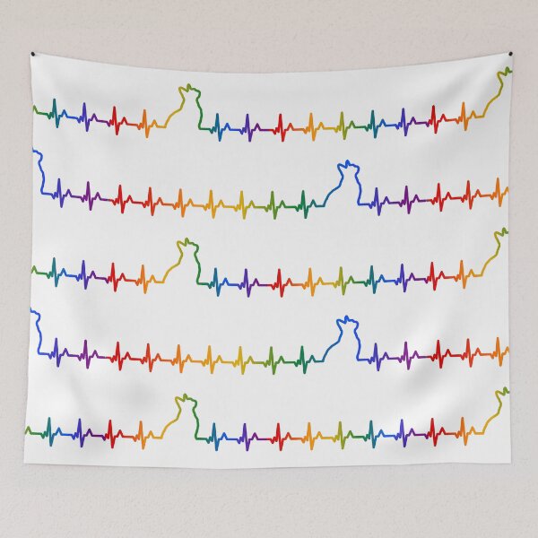 Item preview, Cat Heartbeat Pattern in Rainbow designed and sold by belly-e-luna.