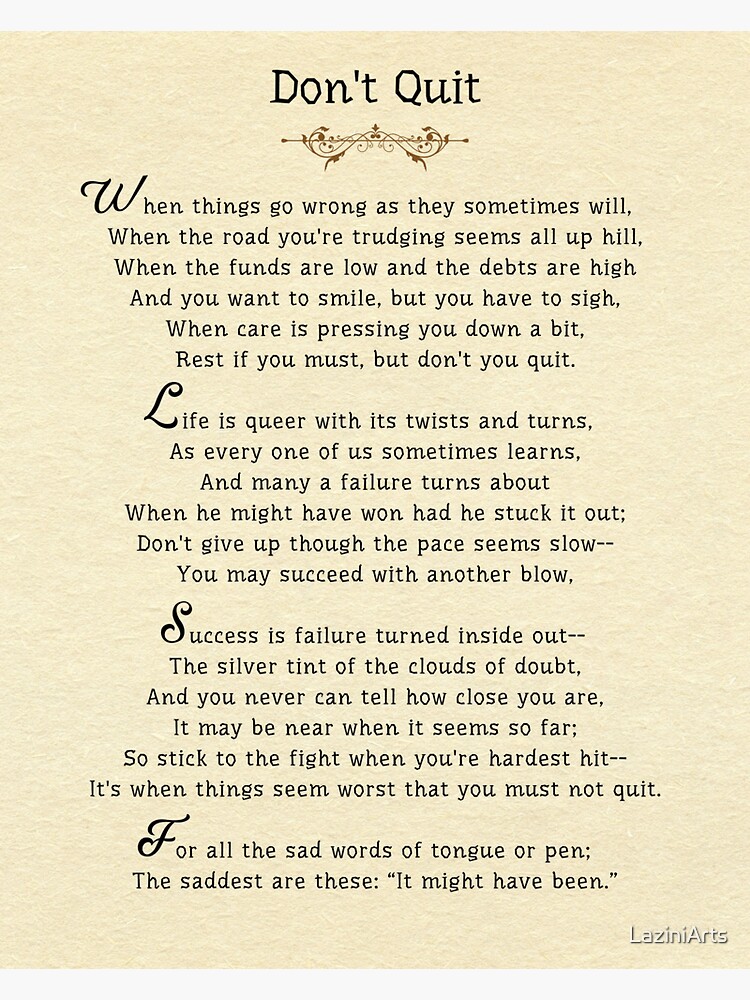 Don't Quit - Powerful Motivational poem don-t-quit-powerful-motivational-poem-magnet-for-sale-by-laziniarts-redbubble