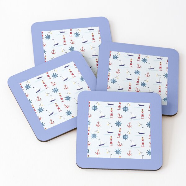 Item preview, Nautical pattern with Helm,Ship, Light house and anchor. designed and sold by Kanchan1987.