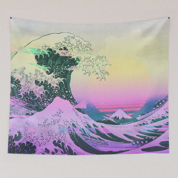 Item preview, Aesthetic Vaporwave Great Wave Off Kanagawa Retro designed and sold by ind3finite.