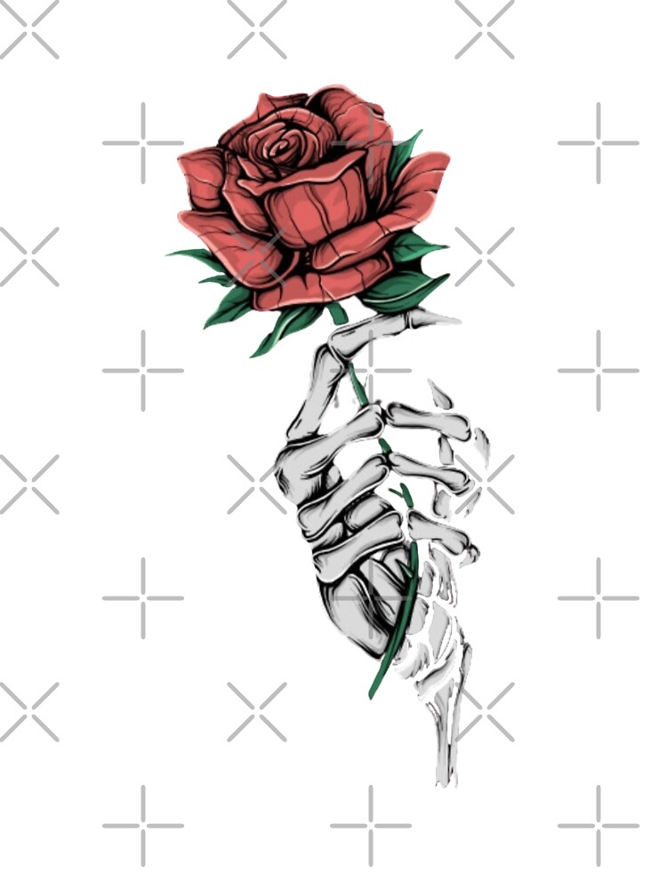 Skeleton holding rose
