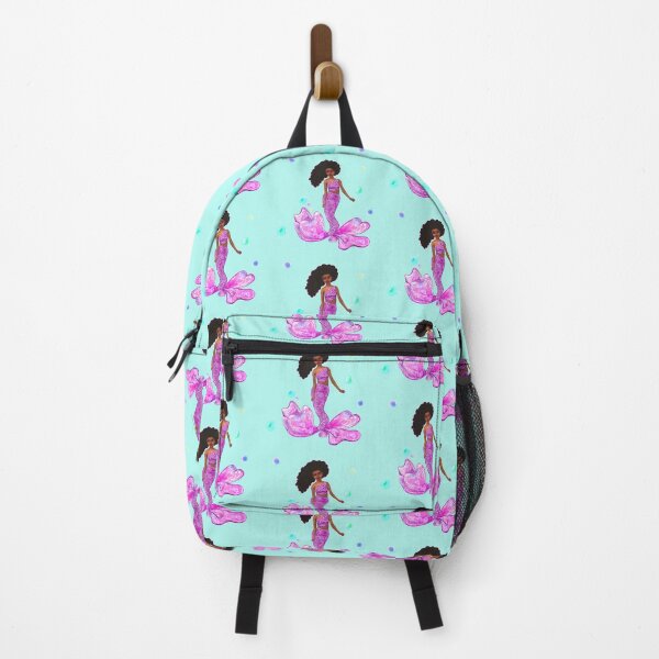 Item preview, Mermaid - Coco the Magical rainbow mermaid with brown eyes, flowing Afro hair and brown skin - light background designed and sold by Artonmytee.