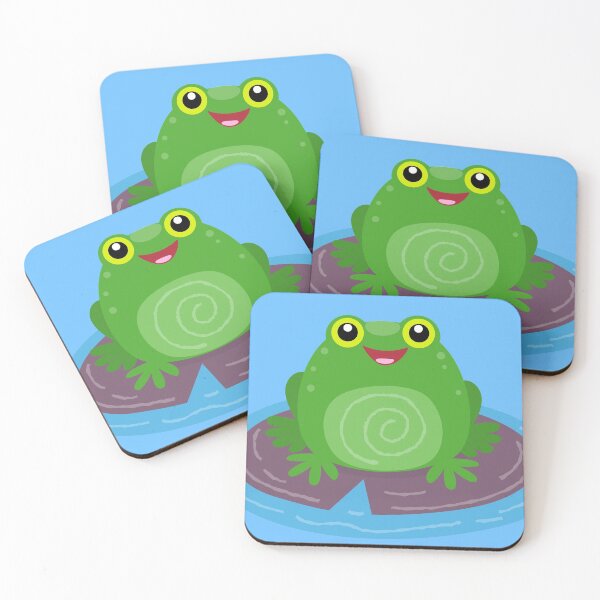 Item preview, Cute happy green frog cartoon illustration designed and sold by FrogFactory.