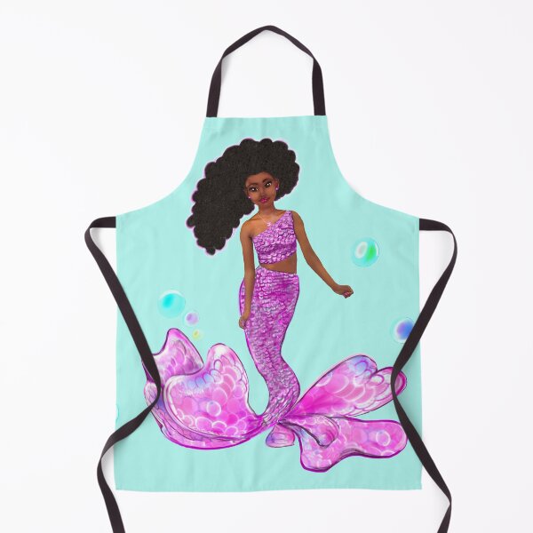 Item preview, Mermaid - Coco the Magical rainbow mermaid with brown eyes, flowing Afro hair and brown skin - light background designed and sold by Artonmytee.
