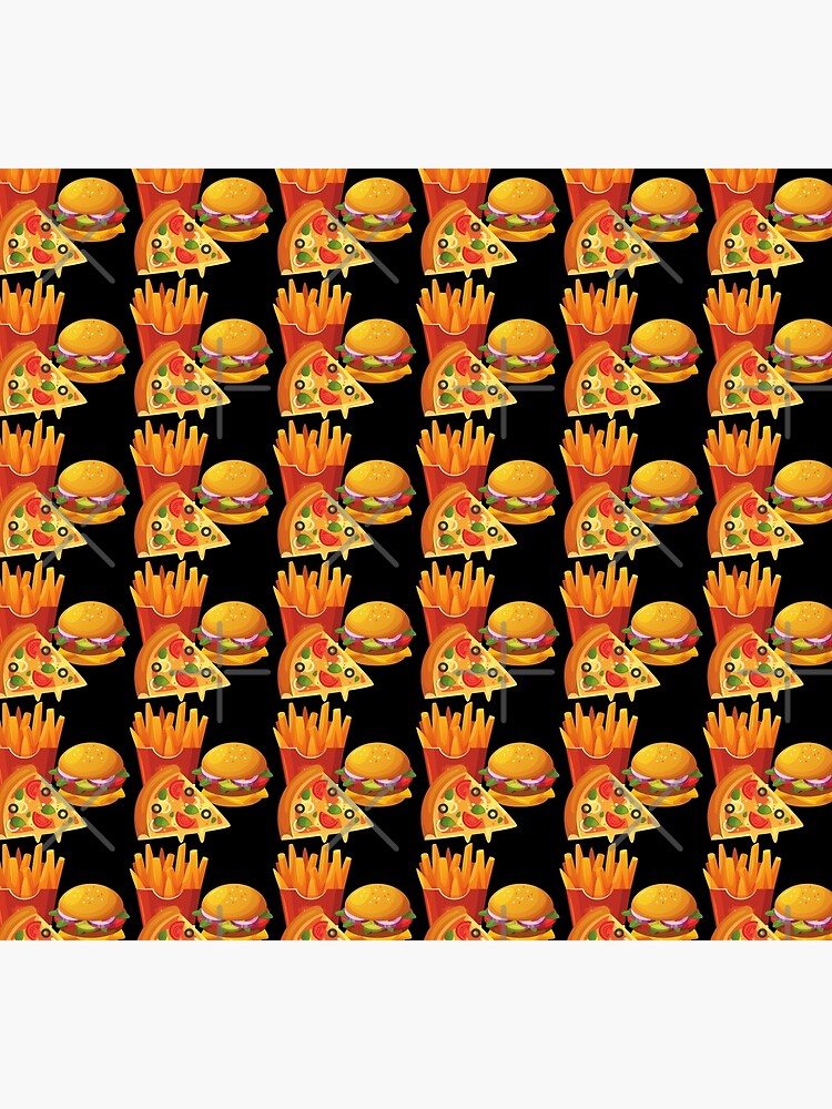 Black Unisex French Fries Burgers & Soda Print Fast Food Novelty Socks