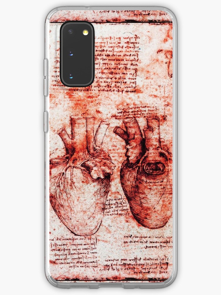 Herz Und Seine Blutgefasse Leonardo Da Vinci Anatomiezeichnungen Rot Hulle Klebefolie Fur Samsung Galaxy Von Bulganlumini Redbubble