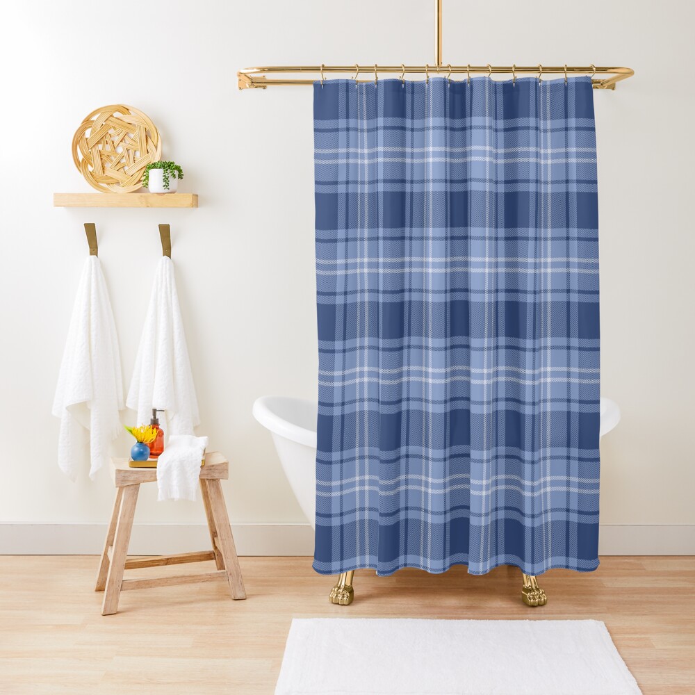"Tints Of Light Blue Plaid Twill Pattern" Shower Curtain for Sale by