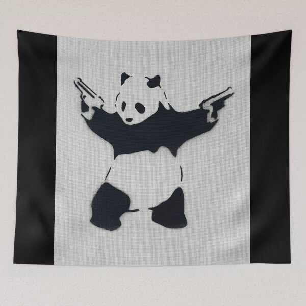 Item preview, Banksy Panda With Guns From Original Canvas designed and sold by WE-ARE-BANKSY.