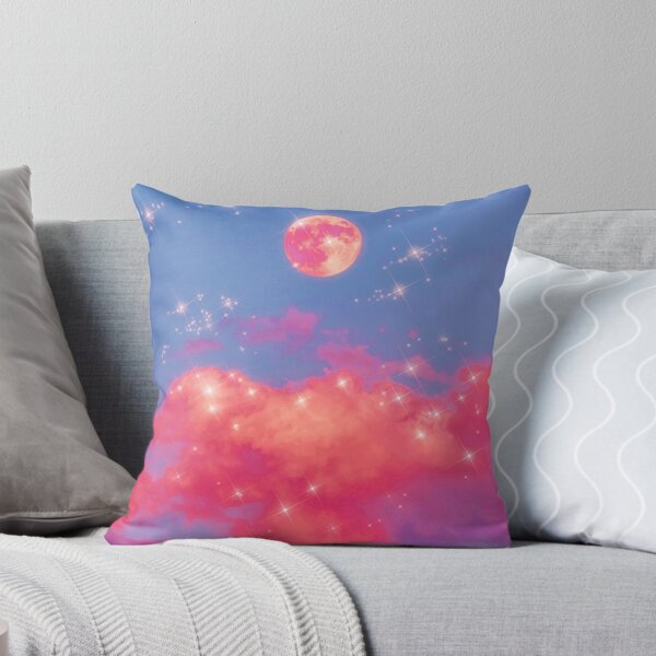 Item preview, lofi glitter pink clouds and the moon designed and sold by WanderAesthetic.