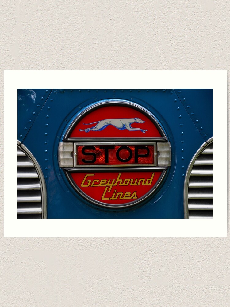 gmc pd 3751 greyhound bus stop sign 1947 art print by