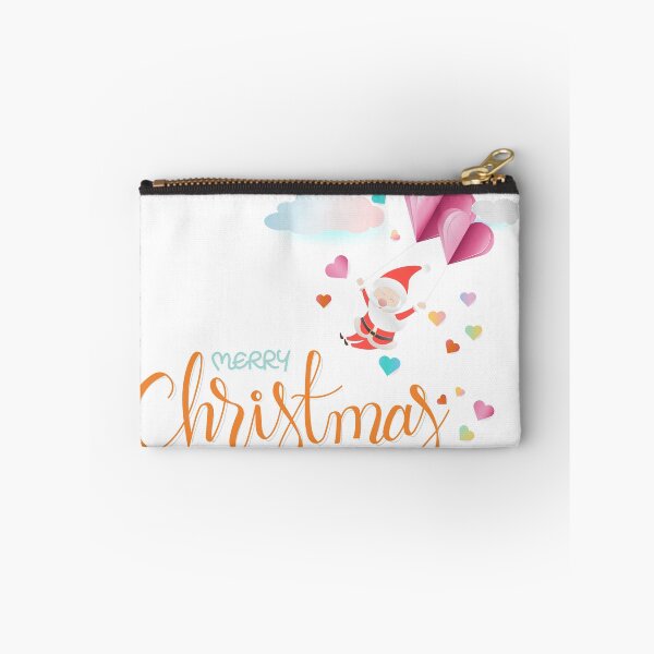Item preview, Merry Christmas hand drawn lettering with Santa floating by pink heart shape balloon and cloud designed and sold by hadkhanong.
