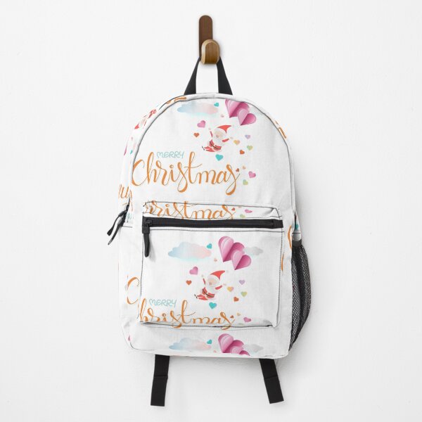 Item preview, Merry Christmas hand drawn lettering with Santa floating by pink heart shape balloon and cloud designed and sold by hadkhanong.