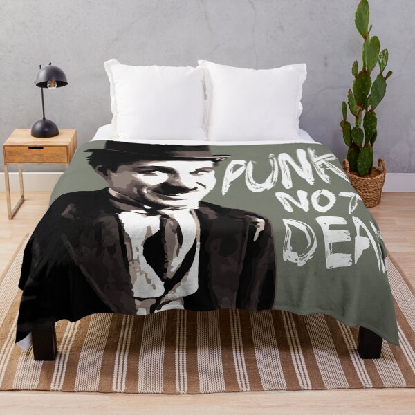 Item preview, Grayscale Style Punks not Dead Charlie Chaplin Typographic Illustration designed and sold by LJWDesigns.