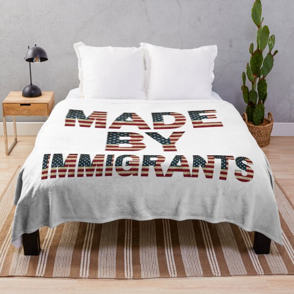 Item preview, Made By Immigrants - Red and Blue Patriotic USA flag Gift idea Inspirational Saying designed and sold by conceptDVS.