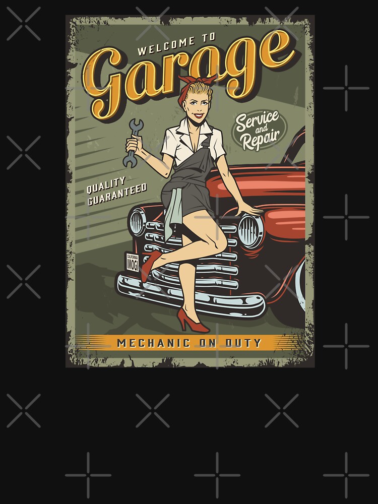 Vintage Garage Pinup Girl T Shirt For Sale By Renju1902 Redbubble