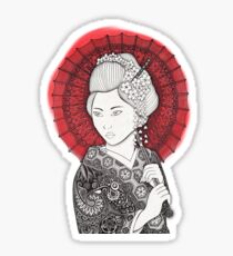 Japanese flag and Geisha Sticker