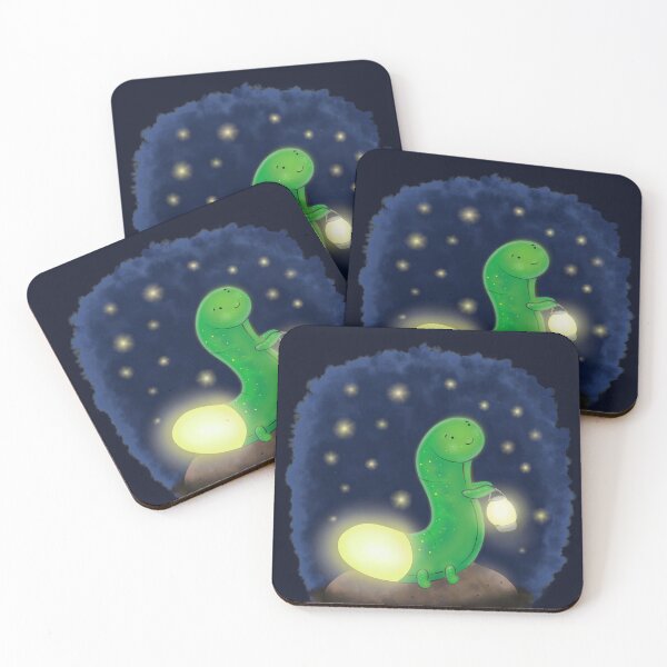 Item preview, Cute green glow worm with lantern cartoon illustration designed and sold by FrogFactory.