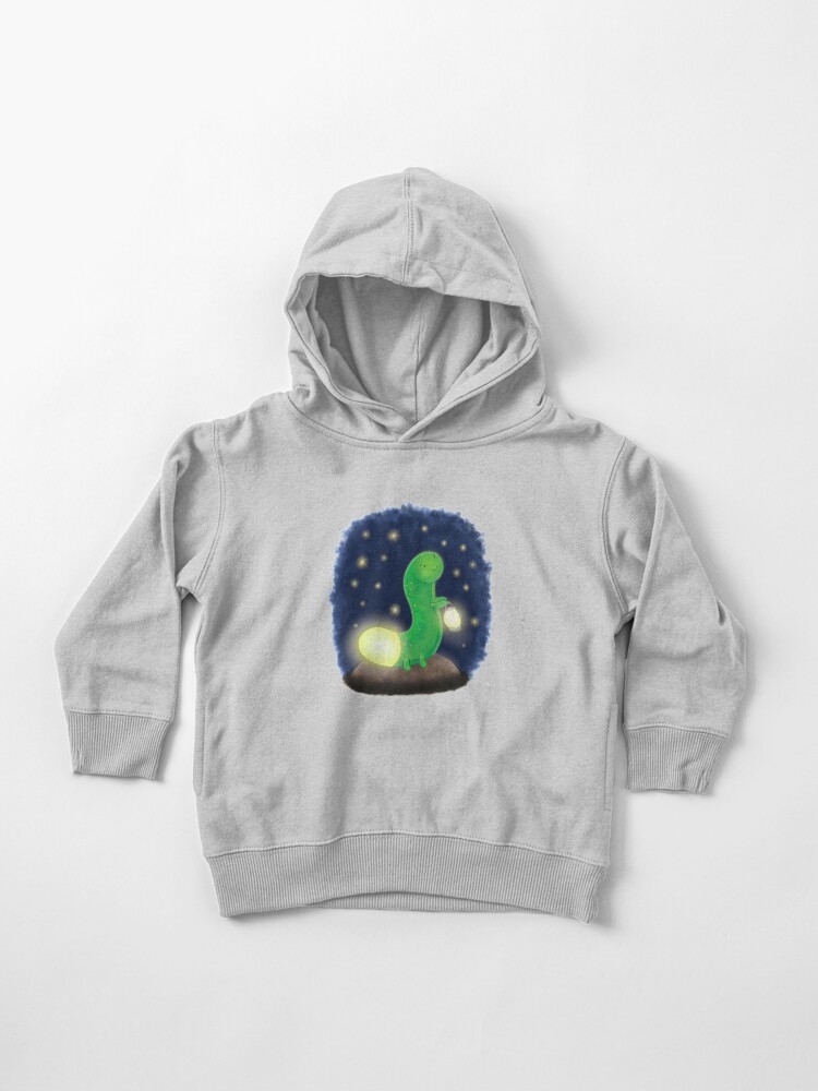 Cute green glow worm with lantern cartoon illustration Toddler Pullover  Hoodie
