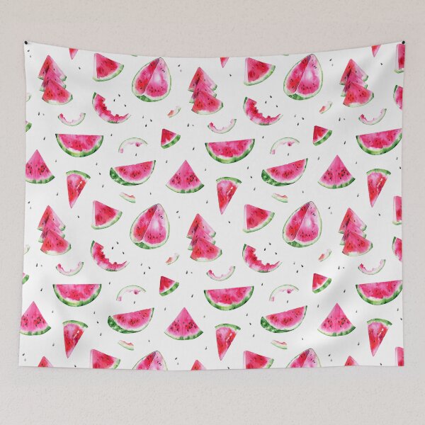Item preview, Watercolor pattern of Slices, bits and seeds of watermelon designed and sold by TatianaKa.