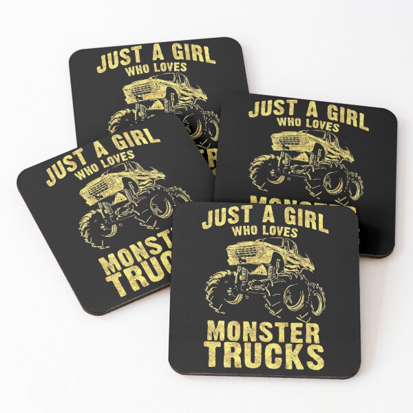 Item preview, Just a GIRL who Loves MONSTER TRUCKS awesome black and yellow distressed style  designed and sold by Naumovski.
