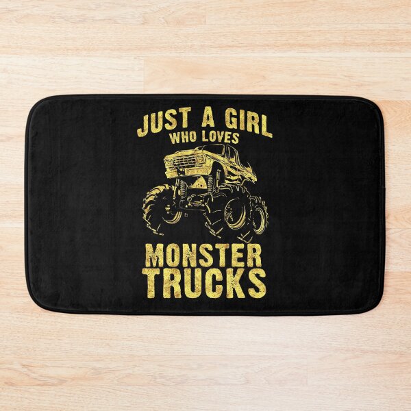 Item preview, Just a GIRL who Loves MONSTER TRUCKS awesome black and yellow distressed style  designed and sold by Naumovski.