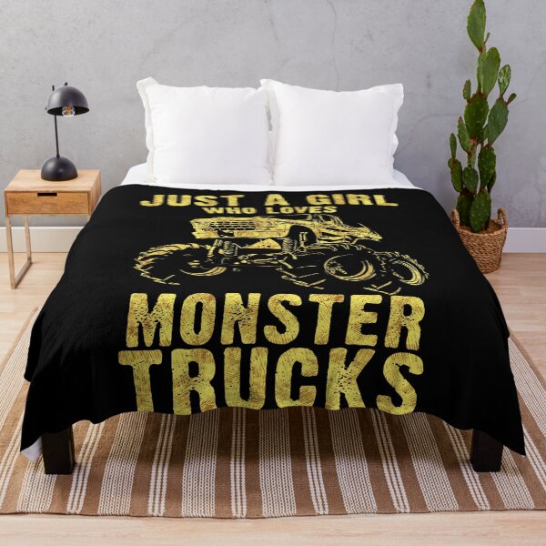 Item preview, Just a GIRL who Loves MONSTER TRUCKS awesome black and yellow distressed style  designed and sold by Naumovski.
