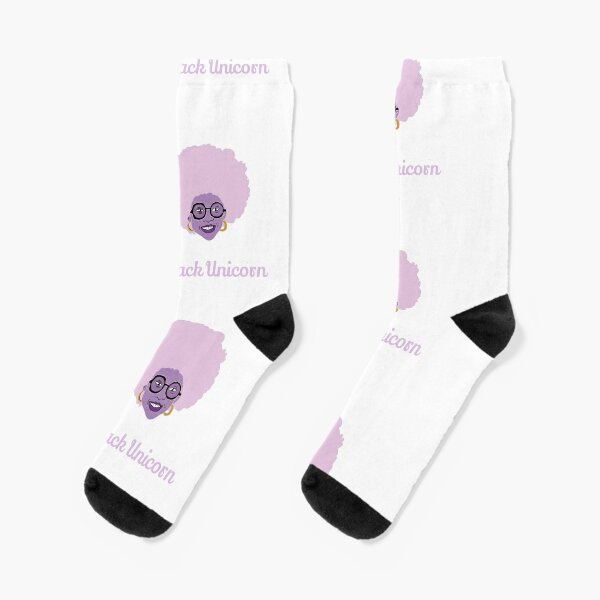 Black Unicorn Purple Afrocentric design style 1 Socks