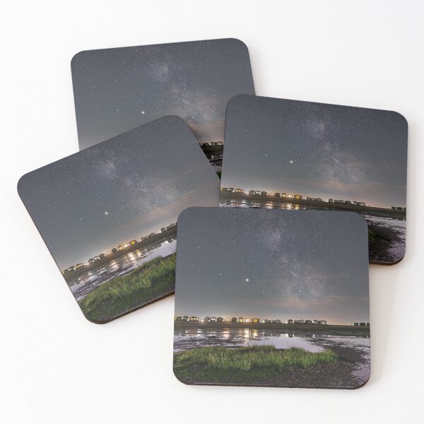 Item preview, Seasalter Whitstable beach huts at night designed and sold by rogerstanger.