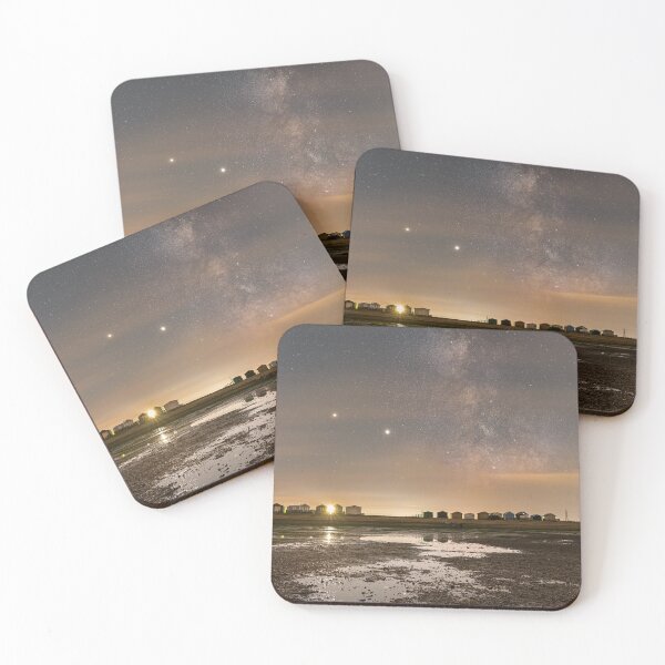 Item preview, Seasalter Whitstable beach huts at night designed and sold by rogerstanger.